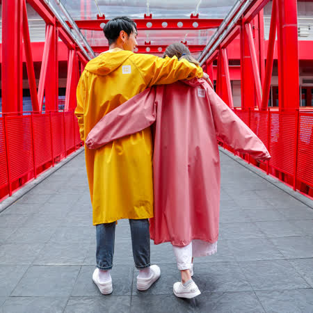 【Kasan】MECOVER 全能風雨衣加長版珊瑚朱+自開收雨傘(1+1組合超優惠/雨衣雨傘一次擁有)✿70D006